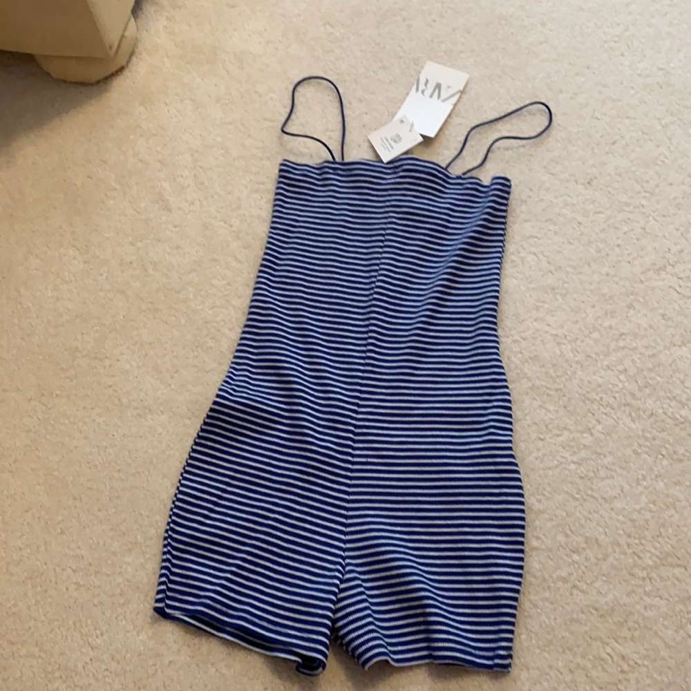 BRAND NEW! Zara Blue & White Striped Romper